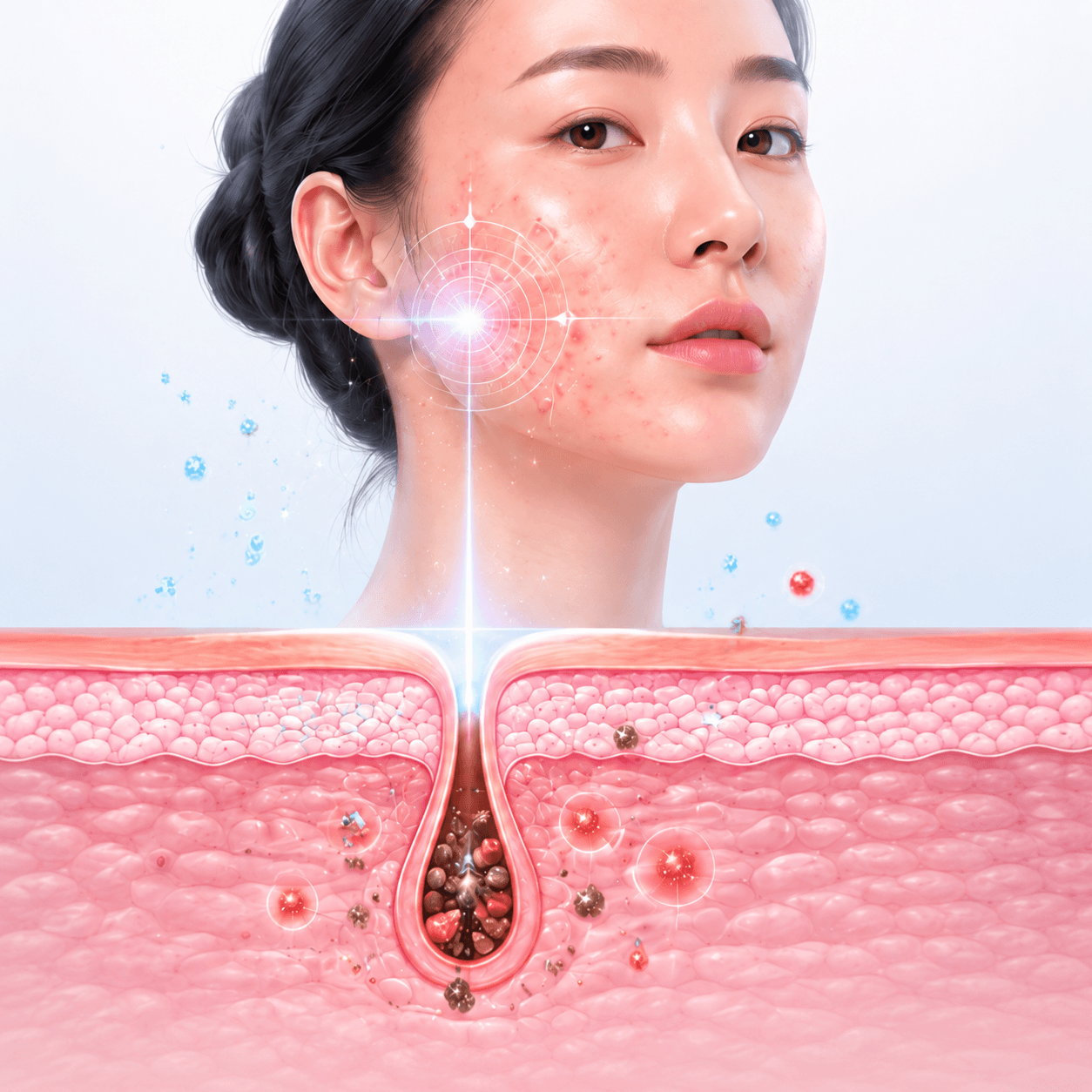 피지선과 여드름균을 선택적으로 파괴합니다